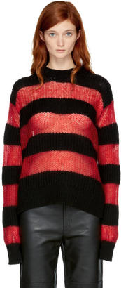 McQ Black and Red Striped Crewneck Sweater