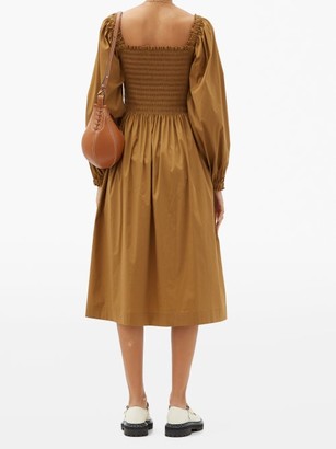 Molly Goddard Larissa Shirred Cotton-blend Dress - Brown