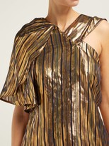 Thumbnail for your product : Peter Pilotto Asymmetric Striped Silk-blend Lame Top - Gold Multi