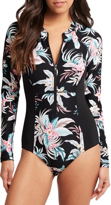 Sea Level Long Sleeve Multifit Floral One Piece Rashguard Swimsuit Shopstyle