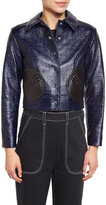 Thumbnail for your product : Creatures of the Wind Laminated Boucle Round-Pocket Jacket, Blue/Black
