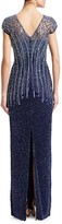 Thumbnail for your product : Pamella Roland Crystal Embellished Cap Sleeve Column Gown