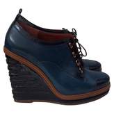 Blue Leather Ankle Boots 