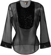 Thumbnail for your product : Armani Collezioni three-quarters sleeve sheer blouse