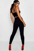 Thumbnail for your product : boohoo PU Panelled Sports Leather Look Skinny Trouser