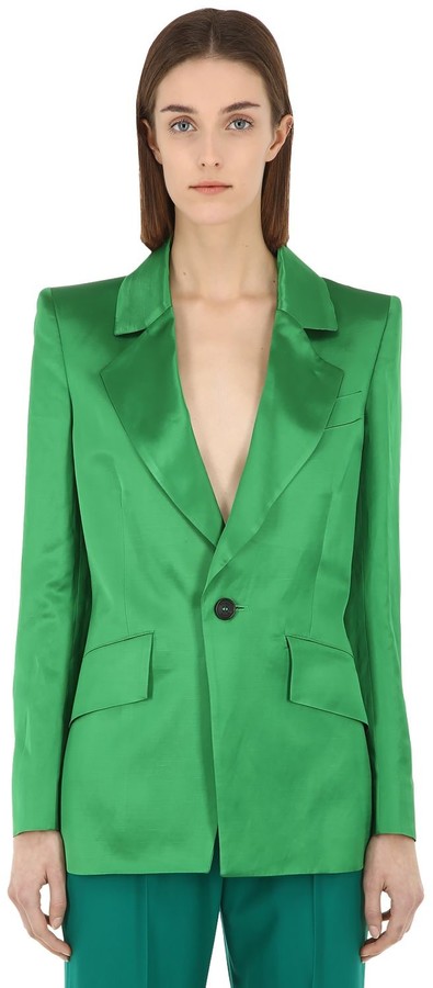 satin green jacket