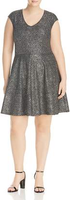 Love Ady Plus Flecked Metallic Fit-and-Flare Dress