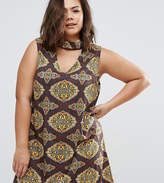 Thumbnail for your product : AX Paris Plus Dress With Cut Out Neckline In Scarf Print