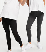 Thumbnail for your product : New Look Maternity 2 pack legging in black & grey