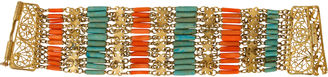 One Kings Lane Vintage Vermeil Cuff w/ Coral & Turquoise