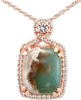 Thumbnail for your product : LeVian Peacock Aquaprase (12 x 10mm) & Vanilla Topaz (1/4 ct. t.w.) 18" Pendant Necklace in 14k Rose Gold