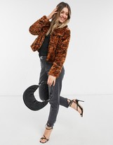 Thumbnail for your product : BB Dakota leopard faux fur coat in rust