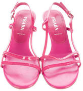 Thumbnail for your product : Prada Patent Leather Slingback Wedges