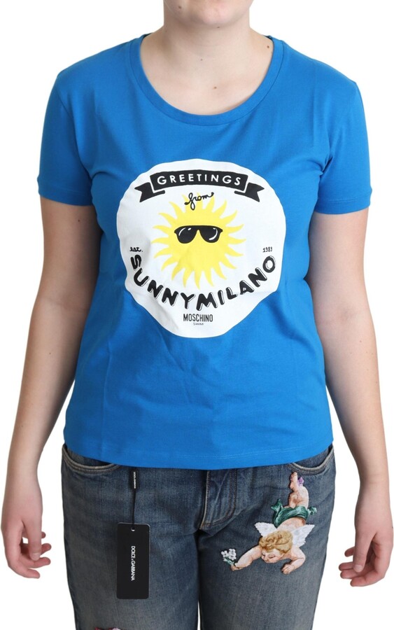 Moschino Cotton Sunny Milano Print Tops Women's T-shirt