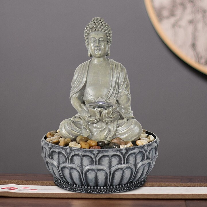Sunjet Buddha Fountain Tabletop Water FountainSitting Buddha Zen