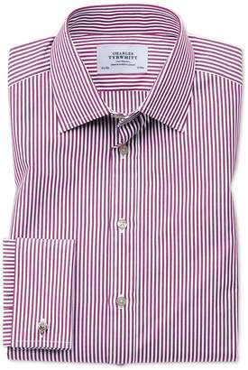 Charles Tyrwhitt Classic Fit Bengal Stripe Purple Cotton Dress Shirt French Cuff Size 15.5/33