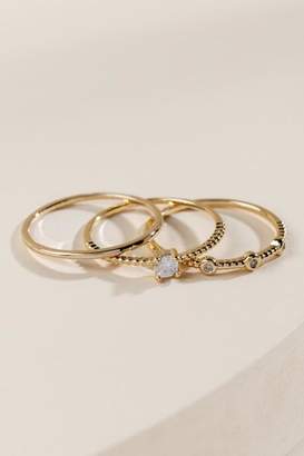 francesca's Lilly Crystal Ring Set - Gold