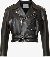 Boxy-fit cropped leather jacket 