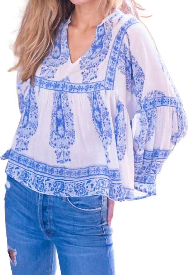 Bell by Alicia Bell Stella Top In Blue Paisley