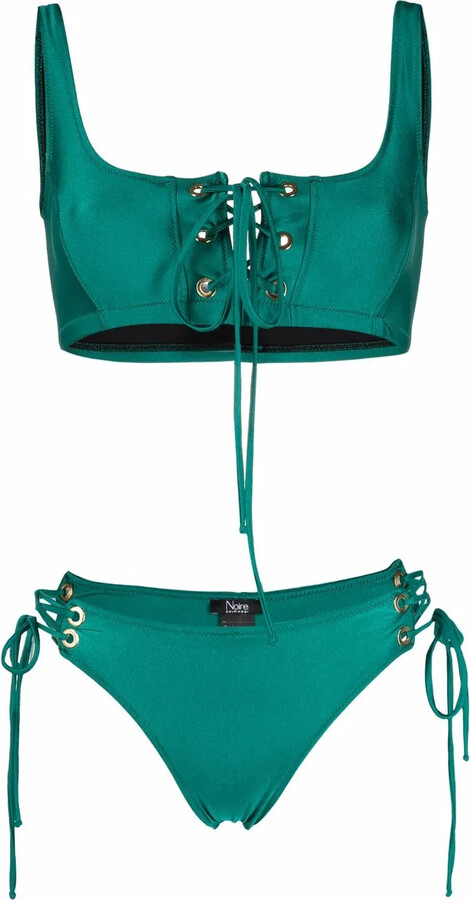 Noire Swimwear LatticeStrap Metallic Bikini Set ShopStyle Two Piece