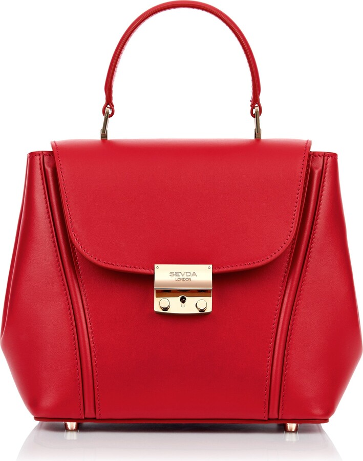 SEVDA LONDON Women's Audrey Red Sustainable Leather Bag - ShopStyle