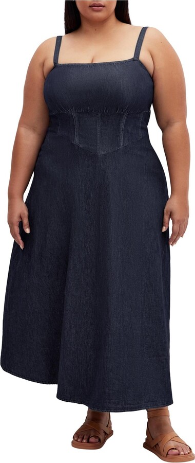City Chic Plus Size Denim Corset Dress