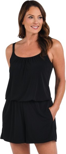 Maxine Of Hollywood MaxineofHollywoodWomen'sStandardRomperOnePieceSwimsuit,Black//Solids,14