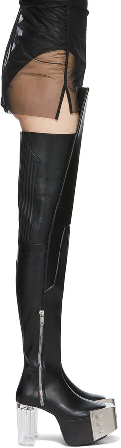 Rick Owens Black Thigh High Wader Tall Boots - ShopStyle
