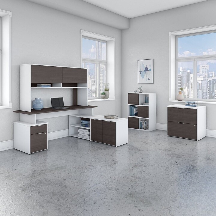 Bush Business Furniture Jamestown 72W L Desk with Hutch and Storage