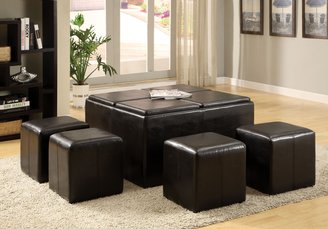 Furniture of America Enitial Lab 5-Piece Cocktail Ottoman Table and Stool Set