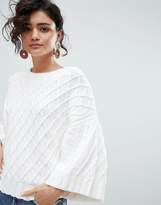Thumbnail for your product : Selected Textured Cropped Sweater With Kimono Sleeves