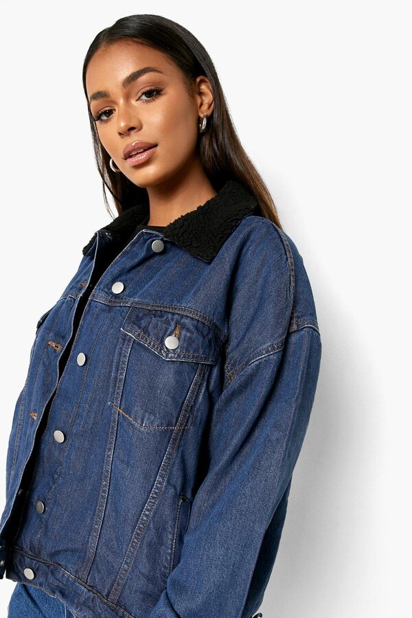 borg denim jacket womens