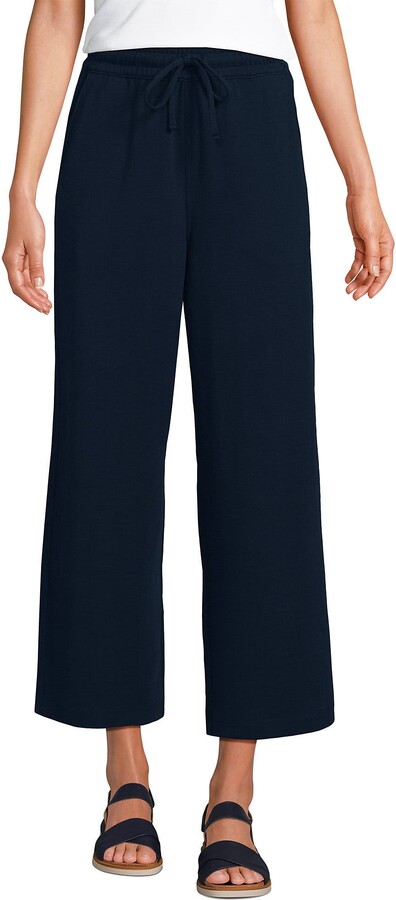 Sport Knit Pull On Drawstring Wide Leg Crop Pants