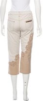 Thumbnail for your product : Moschino Embroidered Cropped Jeans