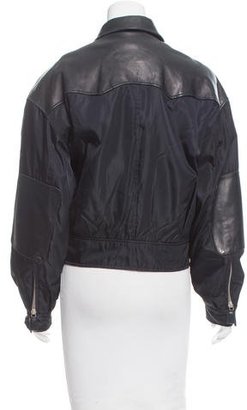 Prada Leather-Paneled Belted Jacket