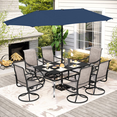 Lark Manor Alyah 6 - Person Metal Patio Dining Set with Rectangular Table