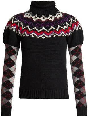 Loewe Roll-neck argyle-intarsia wool-blend knit sweater