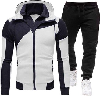 Men's Jogger Casual Tracksuit Set Long Sleeve Full-Zip Running Jogging Athletic Sweat Suits 