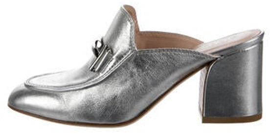 Tod's Leather Mules Silver - ShopStyle