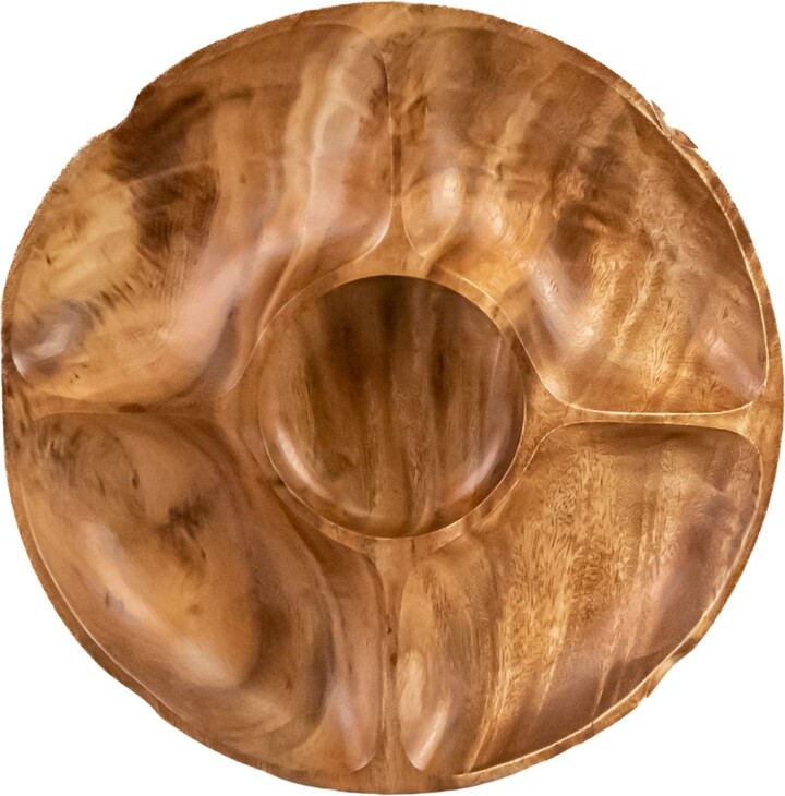 Likhâ Brown Acacia Wood Five-Compartment Serving Tray