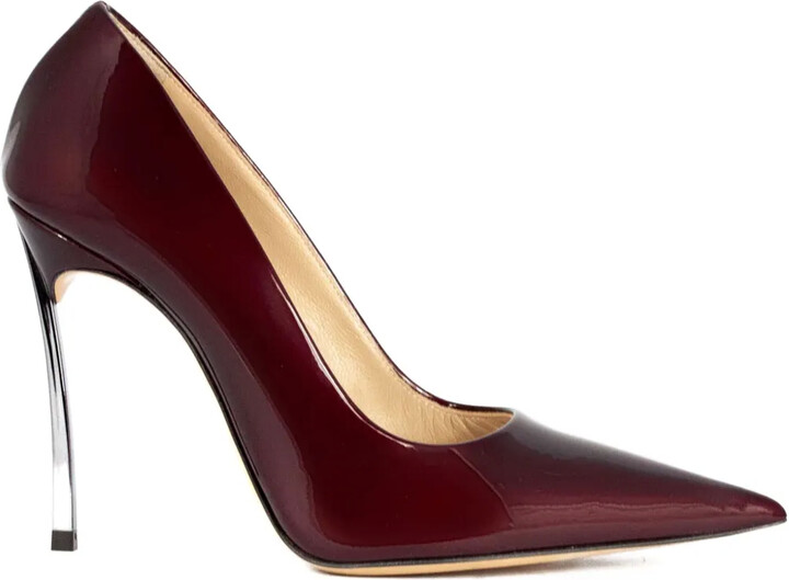 Casadei 100mm Superblade patent leather pointed stiletto pumps