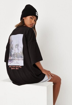 Missguided Black Bad Influence Graphic Oversized T Shirt - ShopStyle