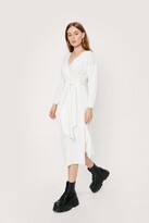 Thumbnail for your product : Nasty Gal Womens Knitted Wrap Tie Midi Dress - White - 6