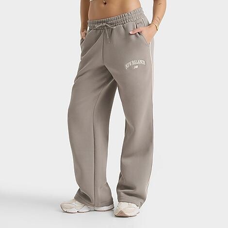 New Balance Women's Varsity Wide-Leg Fleece Jogger Pants in Dockside | Size: Large