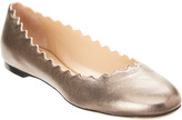 Thumbnail for your product : Chloé Lauren Scalloped Metallic Leather Ballerina Flat