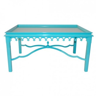 The Well Appointed House Oomph Lacquered Newport Coffee Table with Fretwork Detail