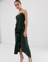 Thumbnail for your product : ASOS DESIGN Petite structured bandeau midi dress with drape front