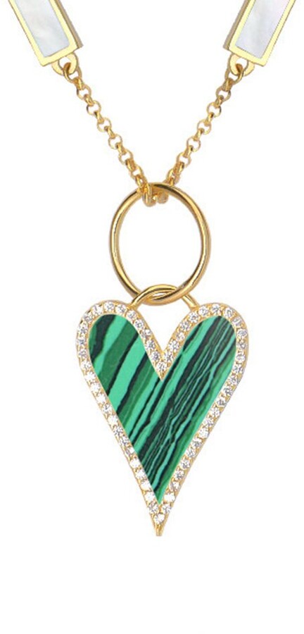 Seventies 18ct Gold Malachite Heart Necklace – PI London
