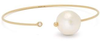 Mizuki Gold, Diamond And Pearl Cuff Bracelet - Womens - Pearl