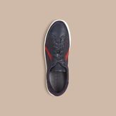 Thumbnail for your product : Burberry Canvas Check and Leather Trainers